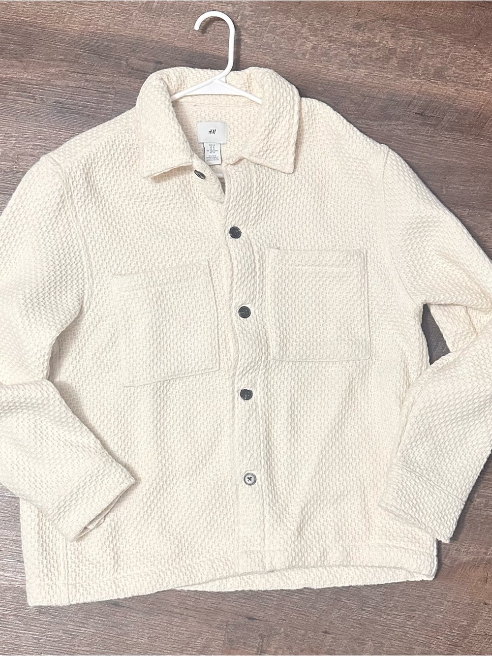 H&M Cream Textured Button-Up Jacket’s